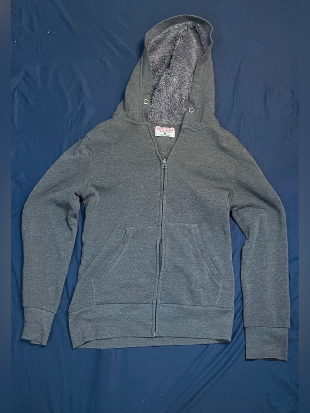 Emme Jordan Gray Sherpa Lined Full Zip Hoodie Sweatshirt (Size: Medium)